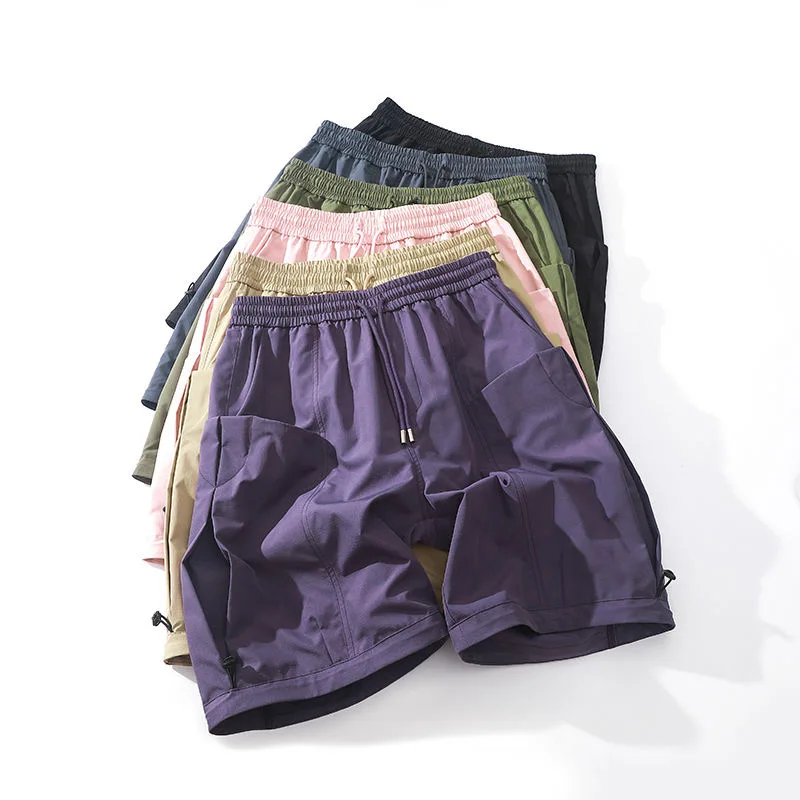 

Модные рабочие шорты с большими карманами, мужские летние свободные прямые спортивные и повседневные брюки-капри, быстросохнущие для пляжа