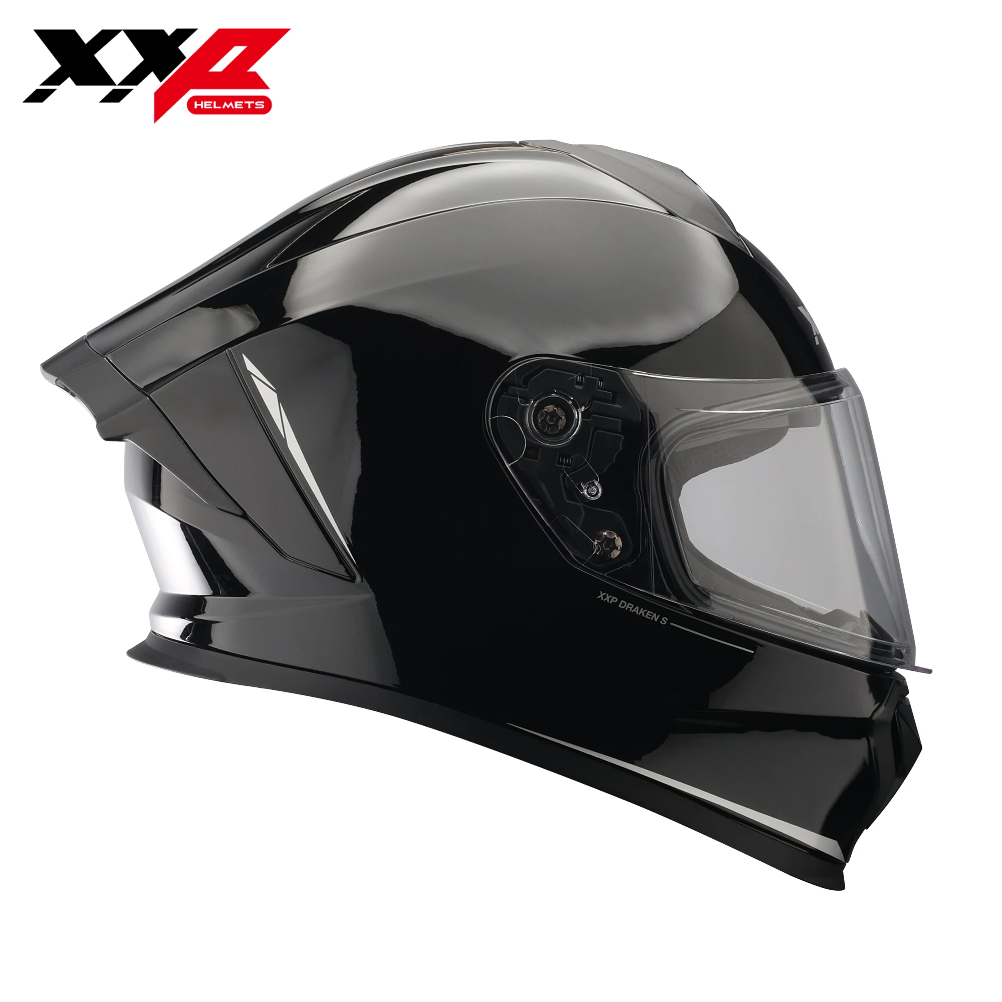 Gloss Black Motorcycle Helmets Big Spoiler Full Face Double Visors Quick Release Buckle Motocross Helmet Air Flow Xxp Draken S