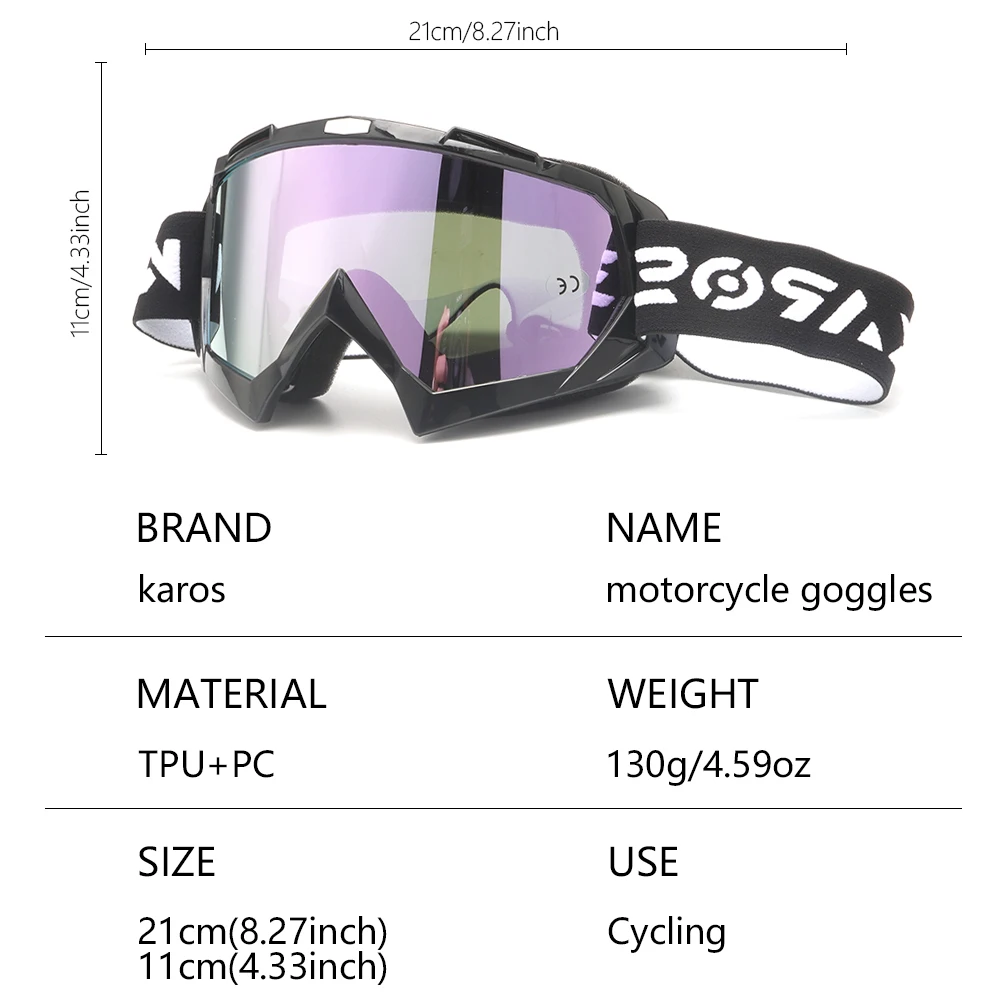 Windproof Dustproof Motorcycle Off-Road Goggles UV400 Protective Glasses for Motocross Cycling Ski Outdoor Sports