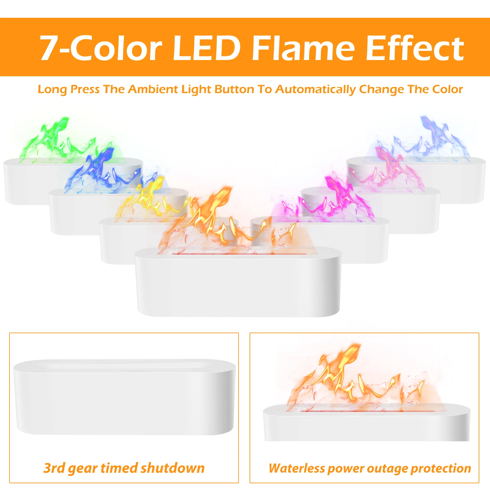 Flame Essential Oil Diffuser 7 Colors Flame Effect Humidifier USB Powered Flame Diffuser Humidifier with 3 Timer 150ml Essential