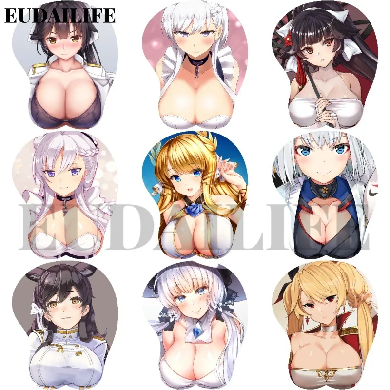 

Azur Lane 3D Коврик для мыши Atago Belfast IJN Kaga Takao Подставка для рук Подставка для запястий Коврик для мыши Силиконовый Oppai Мягкий коврик для мыши Офисная работа