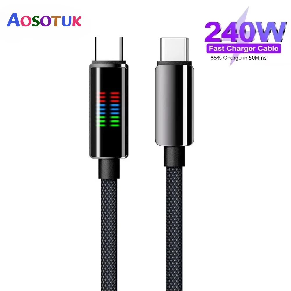 Nylon Braided USB C Cable 240W Super Fast Charging Data Line for Samsung S25 Xiaomi Huawei Universal Type-C Quick Charge Cables