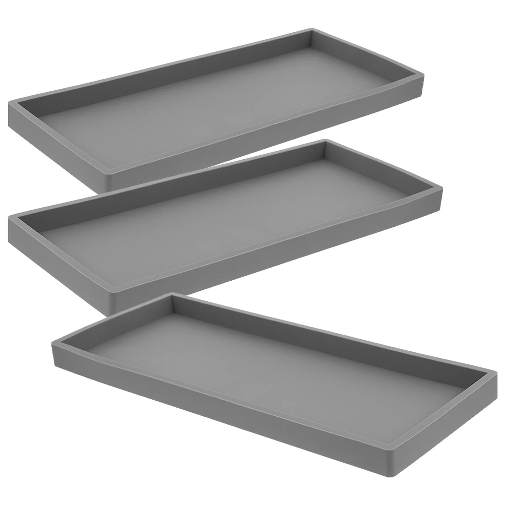 

3 Pcs Storage Tray Silicone Organizer Toiletries Plate Jewelry Bathroom Toiletries Tray Holder Hotel Accessories Reusable