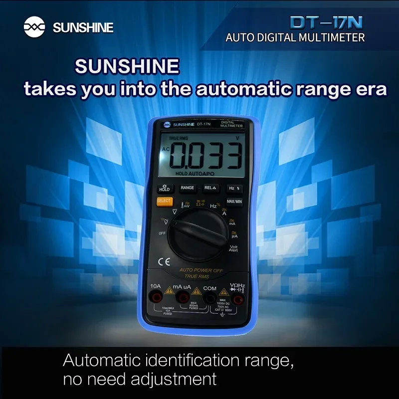 Imagem -02 - Sunshine-auto Range Lcd Display Multímetro Multímetro Digital Instrumento Digital Automático Tester para Ferramentas de Reparo de Telefone Dt17n