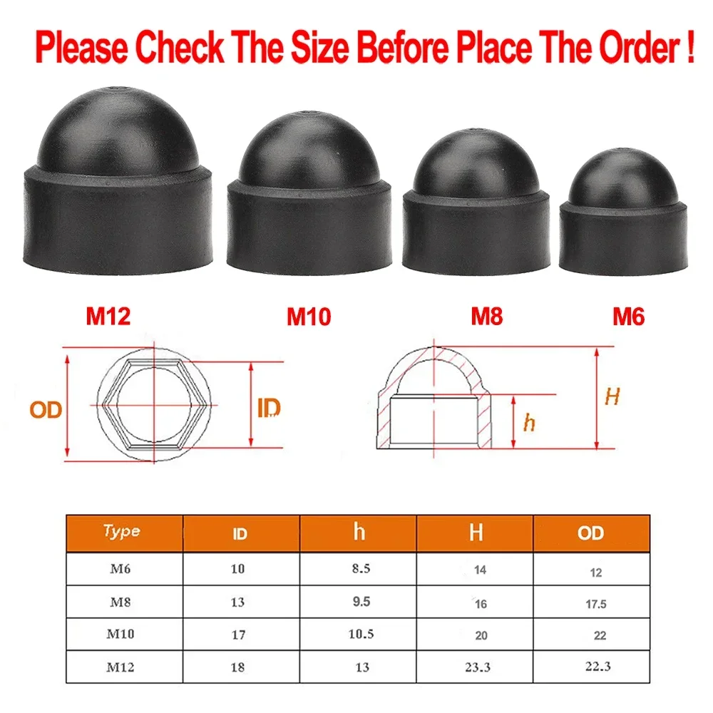 12Pcs M6 M8 M10 M12 Screw Protection Cap Cover Bolt Nuts Exposed Hexagon Plastic Front Rear Door Deco For Toyota VW Skoda Kia