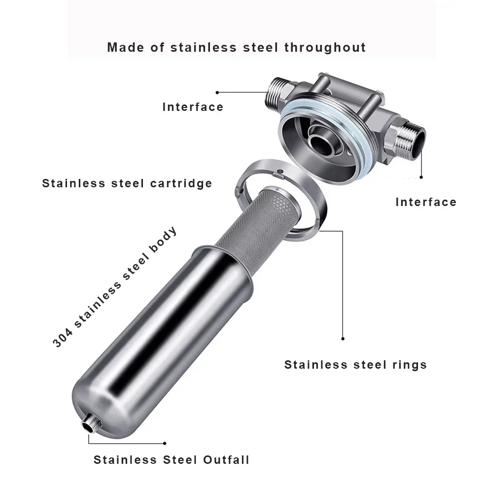 تنقية مياه الصنبور من الفولاذ المقاوم للصدأ ، فلتر أمامي منزلي مركزي ، منزل كامل ، جديد