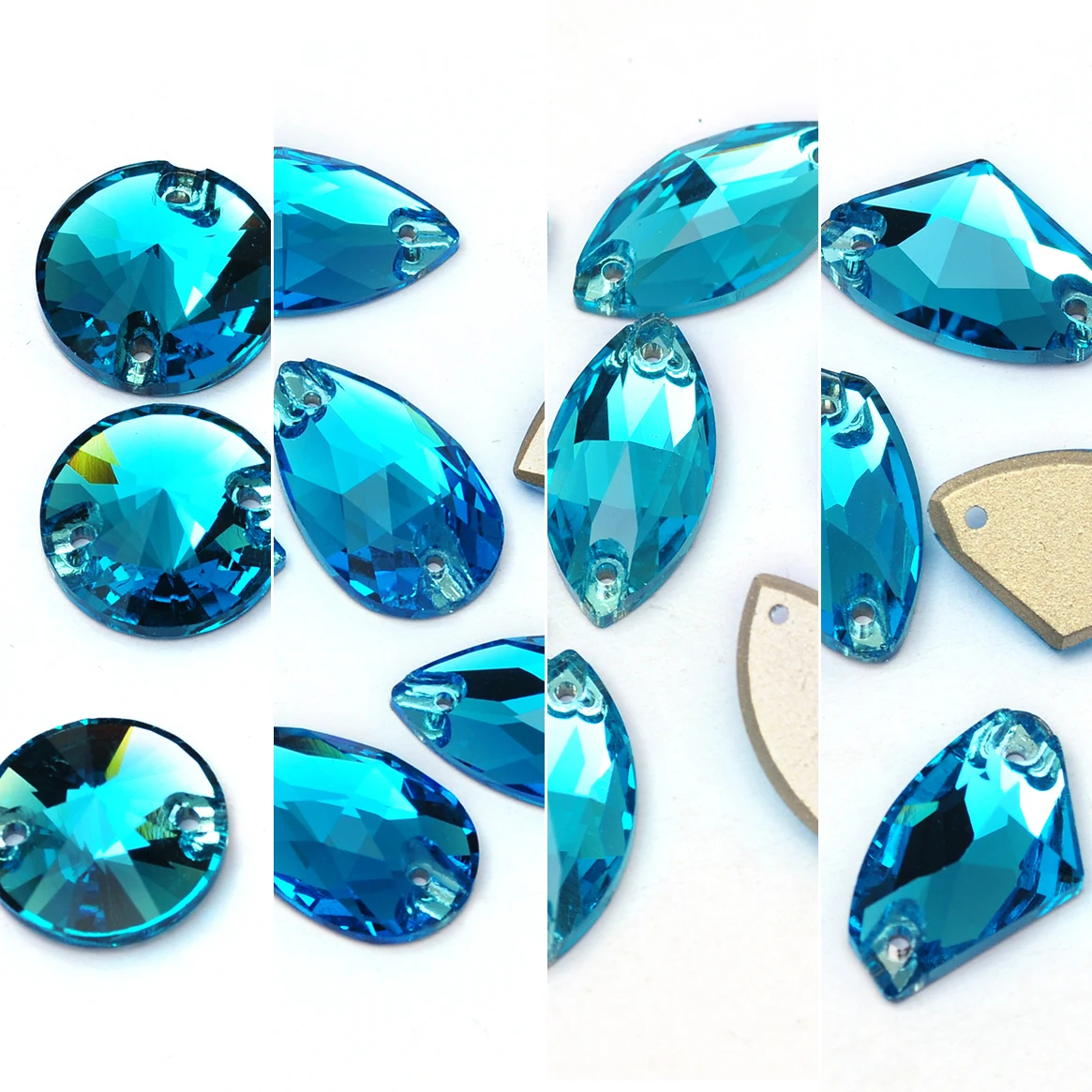 PUBRILEX K9 Aquamarine Chamfered Rhinestones Fancy Crystal Sewing Stones for Gym Garment Jewelry Dress Accessories