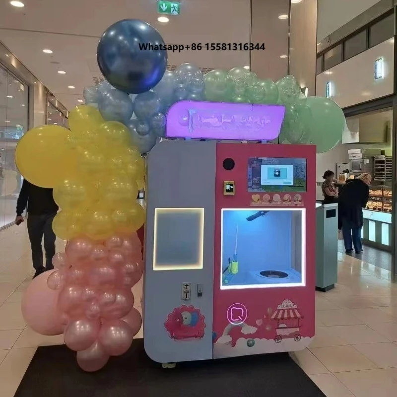 24Hours Unmanned Candy Vending Machine Remote Monitoring Fully Automatic Candy Floss Snack Machine with Windows System