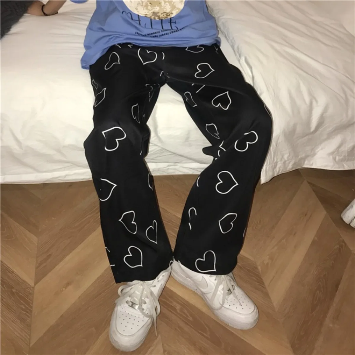 Pants Women Fashion Leisure Loose Summer  High Waist Streetwear  Motion Long Trousers Black Womens Straight Pants Trend
