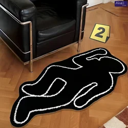 Black Creative Humanoid Area Rug Bathroom Non-slip Floor Mat Exquisite Bedside Cushions Bedroom Living Room Decoration