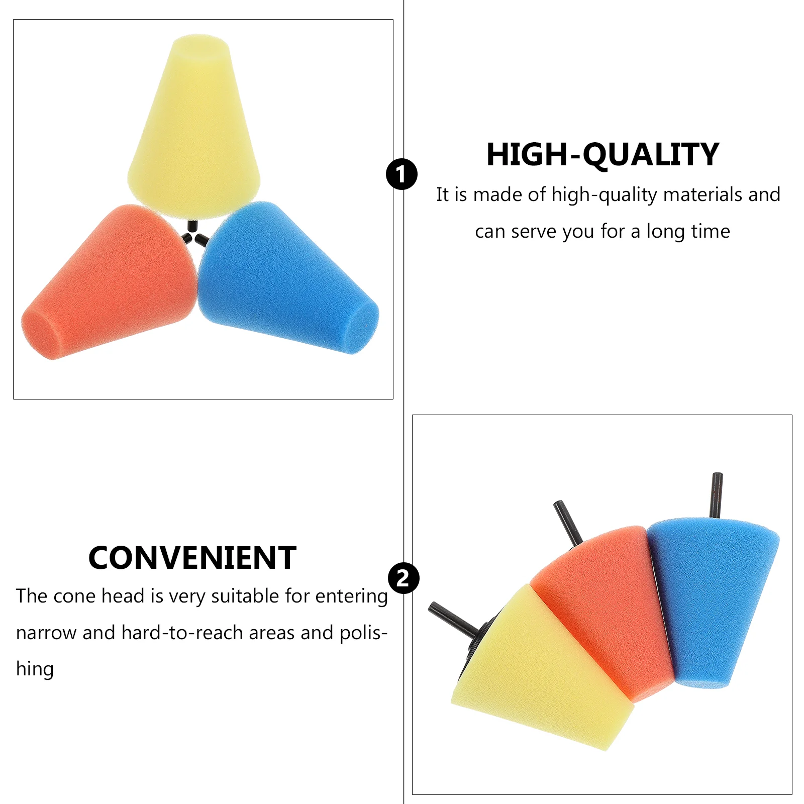 3 Pcs Polishing Wheel Car Wheels Care Tool Auto Sponge Drill Buffing Pads Accessories for Cone Hub Sponges