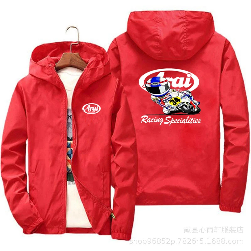 Autumn 2024 new men\'s Arai-Chaqueta hooded zipper sunscreen outdoor leisure fashion sports motorcycle cross-country windbreaker