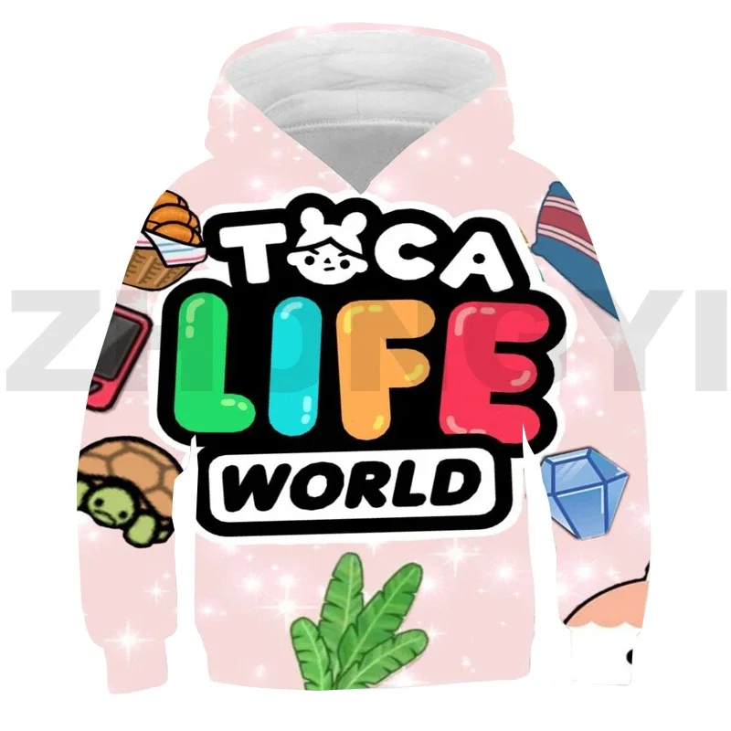 3D Toca Boca Hoodie Cute Boys Sweatshirts Toca Life World Oversized Casual Tracksuit Teens Anime Cartoon Merch Printed Pullovers