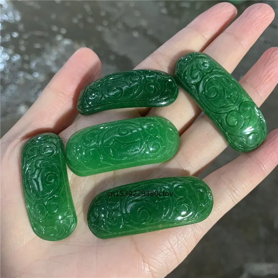 1PC Natural Green Jade Emerald Bracelet DIY Accessories Bangle Charm Jewellery Fashion Hand-Carved Money Luck Amulet