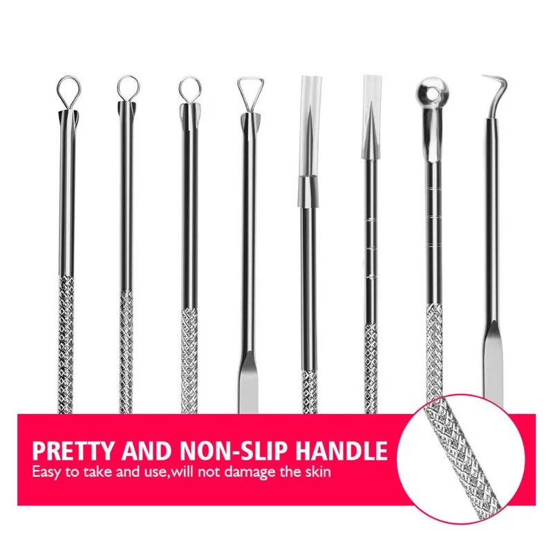 4Pcs Blackhead Acne Remover Set Beauty Skin Care Pore Cleaner Acne Needle Pimple Stainless Steel Pimple Needles Removal Tools