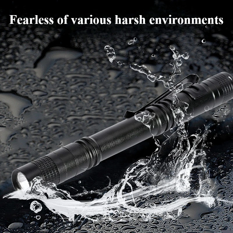 Aluminum Alloy Mini LED Pen Flashlight With Pocket Clip, Large Capacity Portable Pocket Torch Light for Household Daily Use