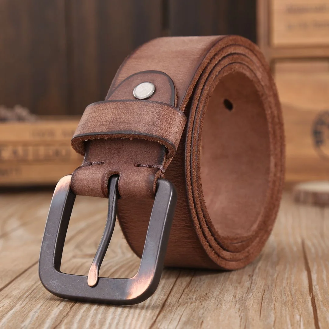 

Imported first layer cattle belt washed leather vintage leather belt for men and women