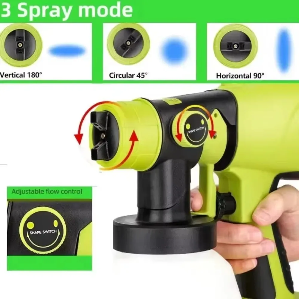 200W Cordless  Spray Gun For Ryobi 18V Lithium  Battery 4 nozzles  Cordless Paint Sprayer Electric Spray Gun Tool (No Battery)