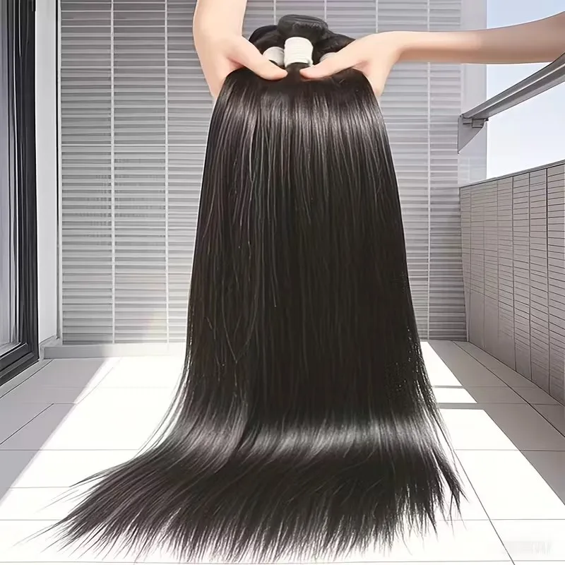 

12A Прямые пучки человеческих волос 28, 30-дюймовые пучки необработанных волос, толстые пучки, дешевые бразильские пучки плетения волос