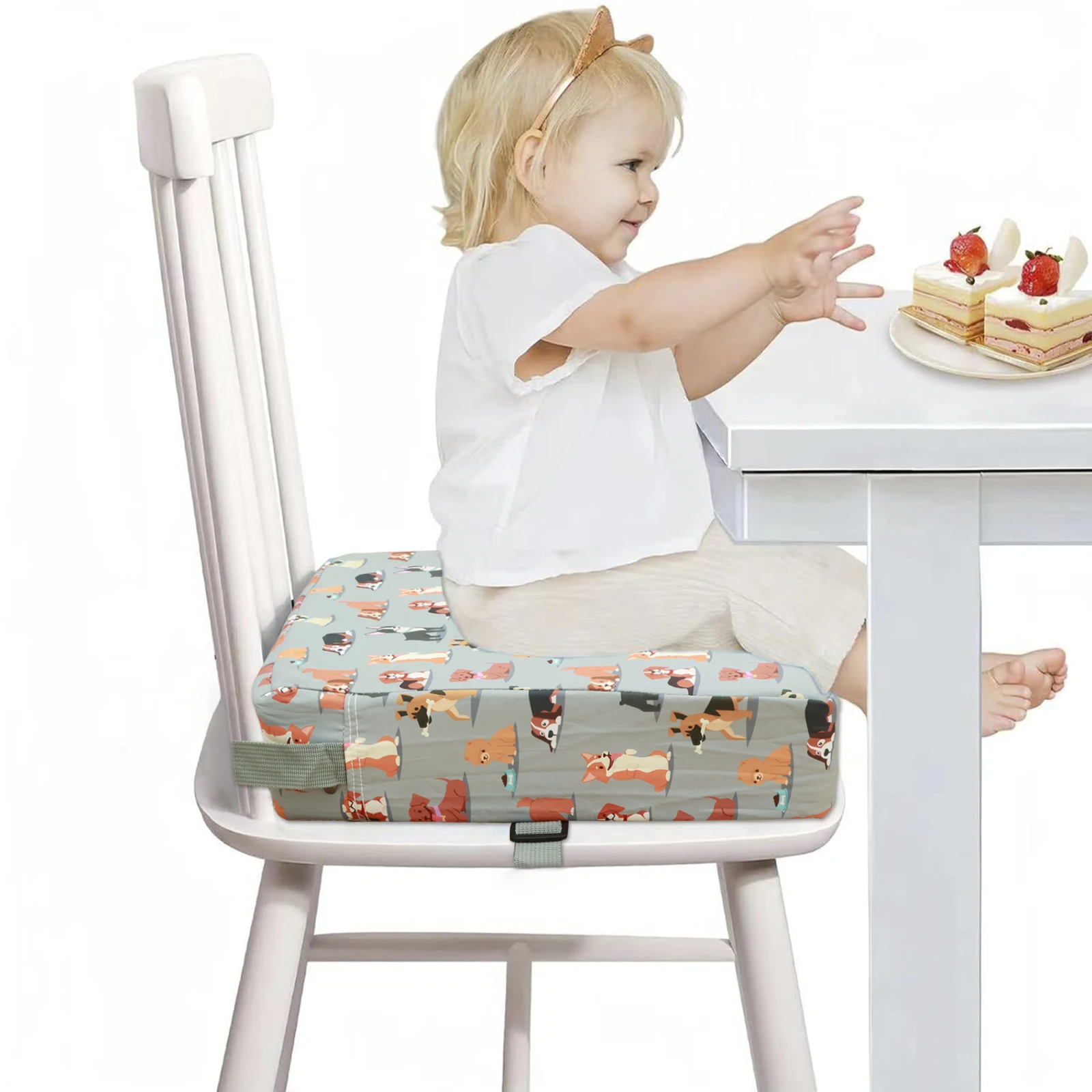 Children Kids Increased Booster Seat Non Slip Booster Cushion Dining Seat Cushions Adjustable Removable Baby Safety Cushions