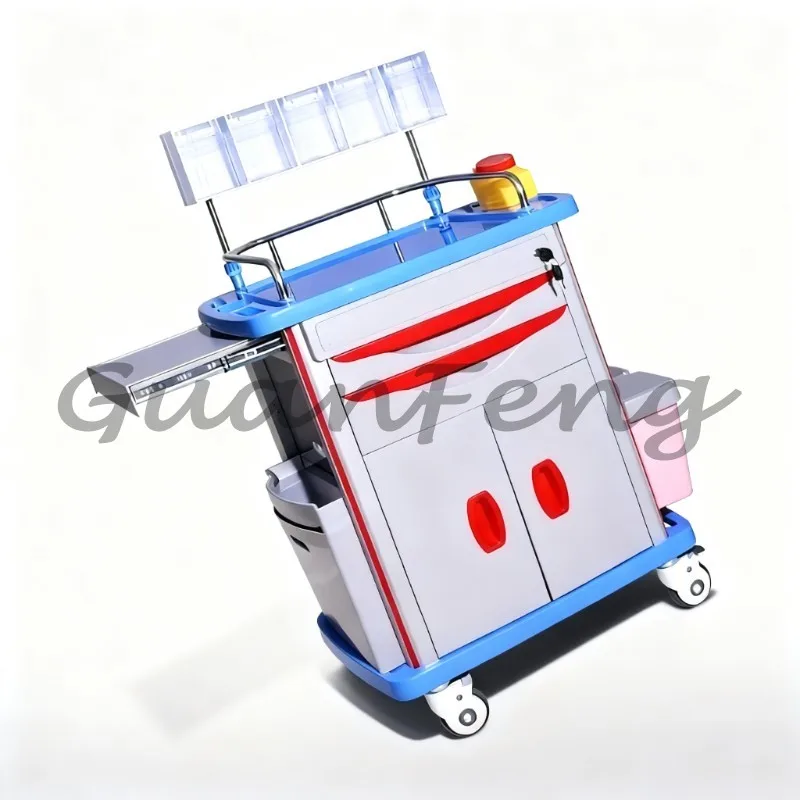For SY-R058 ABS Medical Cart, Emergency Nursing Treatment Trolley with Drawers and Tray for Hospital Clinic