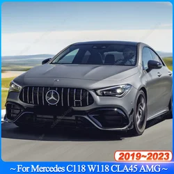 For Mercedes Benz C118 W118 CLA45 AMG 2019-2023 Car Front Bumper Spoiler Front Lip Blade Lower Grille Canard ABS Bodykits Tuning