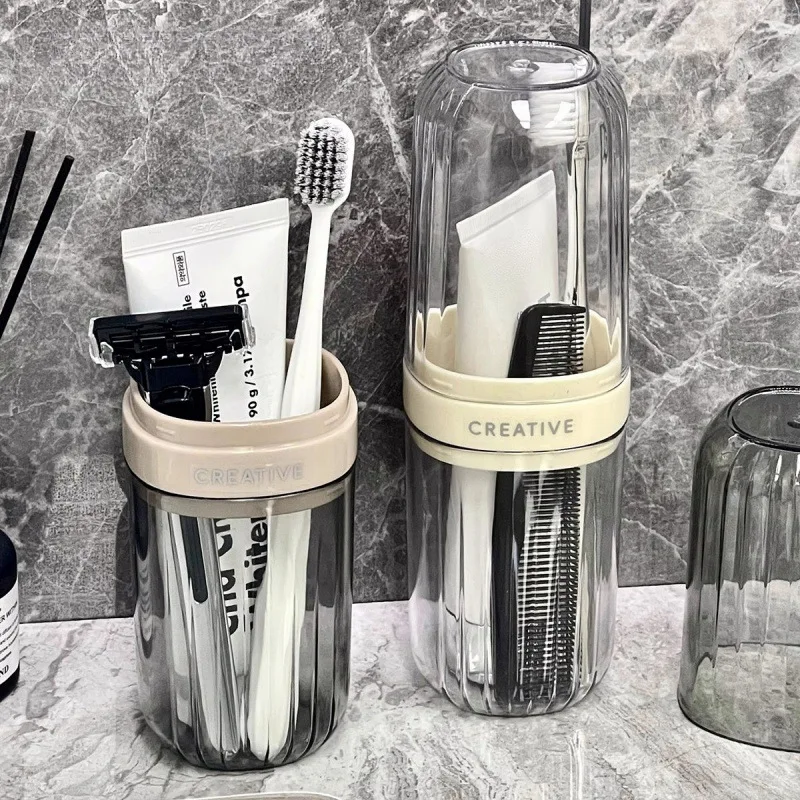 Travel Toiletry Cup Set Portable Toothpaste Toothbrush Storage Box 2-in-1 Business Trip Mouthwash Cup
