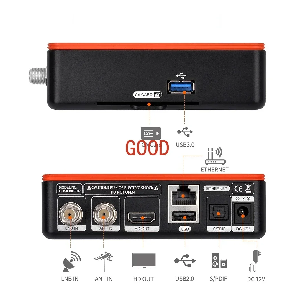 GTcombo CA Digital Satellite TV Receiver  Amlogic S905X3  4K Smart TV Box Combo IPTV cccam NewCam Youtube Box