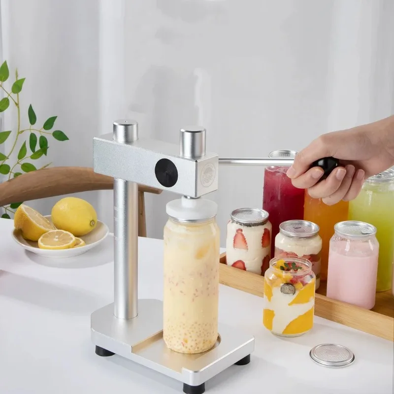 Sellador de botellas comercial, máquina Manual de sellado de latas, envasador de refrescos y alimentos para mascotas, latas desechables con botella de 100 Uds.