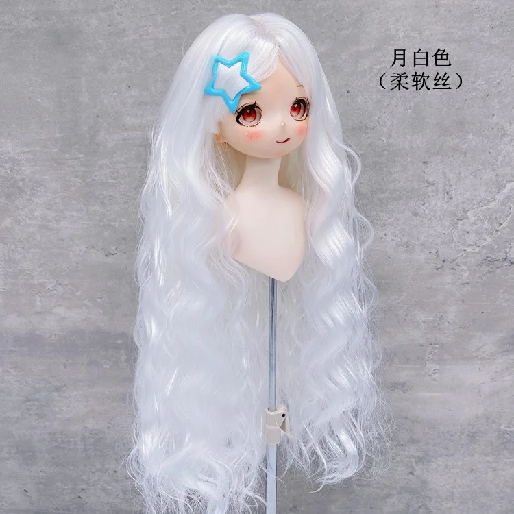 Moda boneca peruca para 1/3 1/4 1/6 bjd boneca preto/cinza/branco franja encaracolado peruca longa menina brinquedos diy vestir-se brinquedo