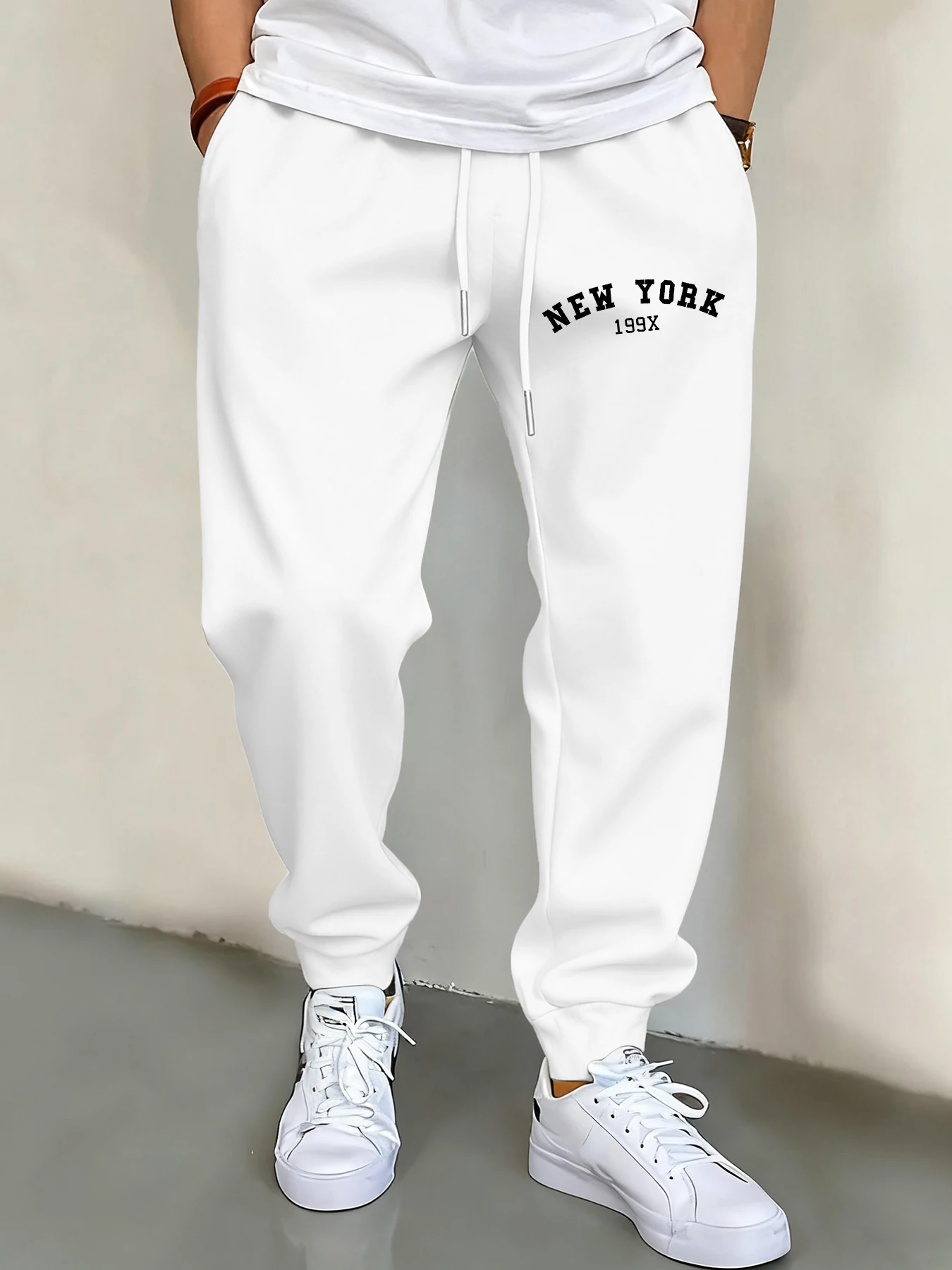 

New York City 199X Print Men Basics Pants Fleece Autumn Trousers Street Soft Fashion Joggers Pant Unisex All-Match Sweatpants