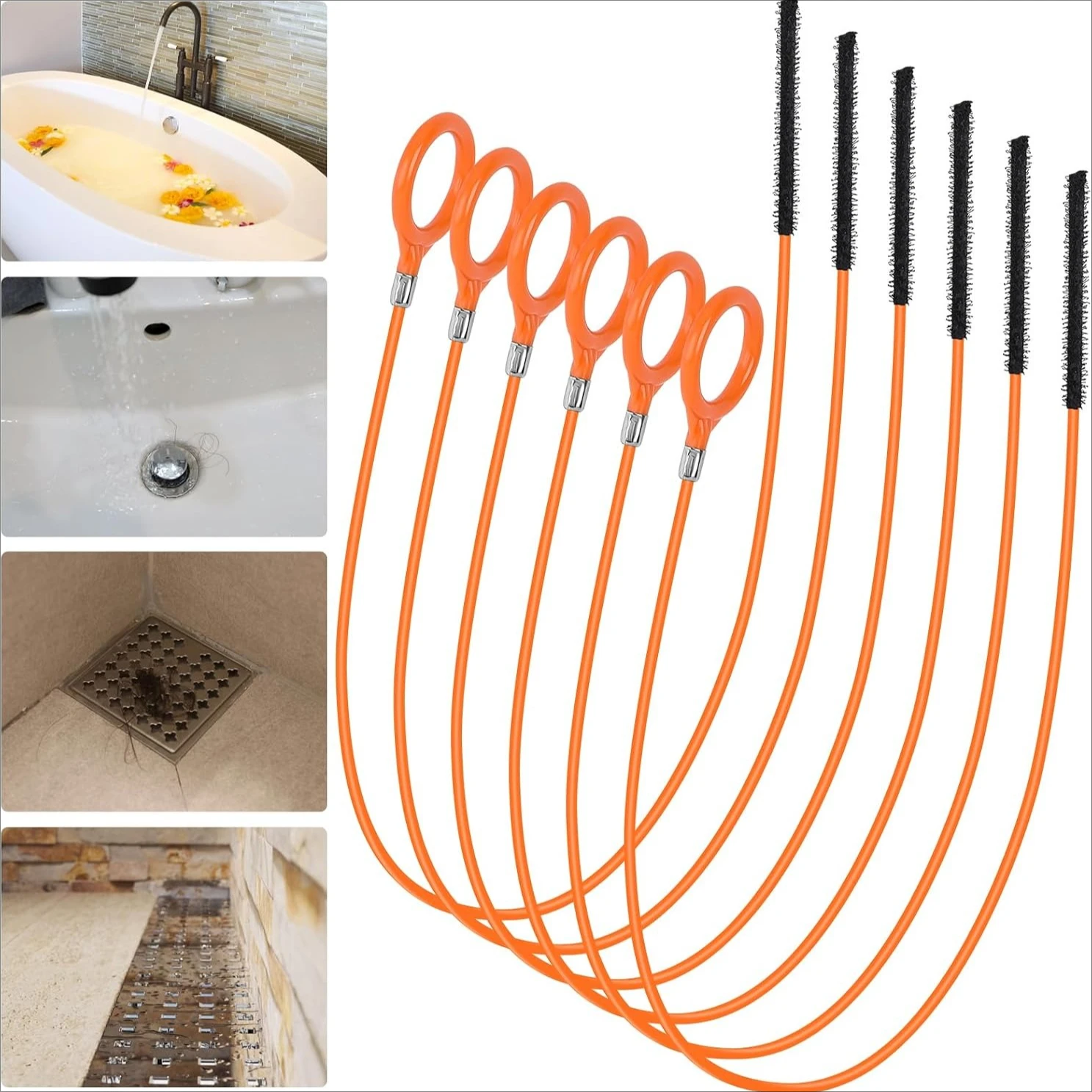 Hair Catcher & Cleaner Stick Reusable Plastic Snake Tool for Removing Hair Clogs From Sink Drain and Shower Floor Trap