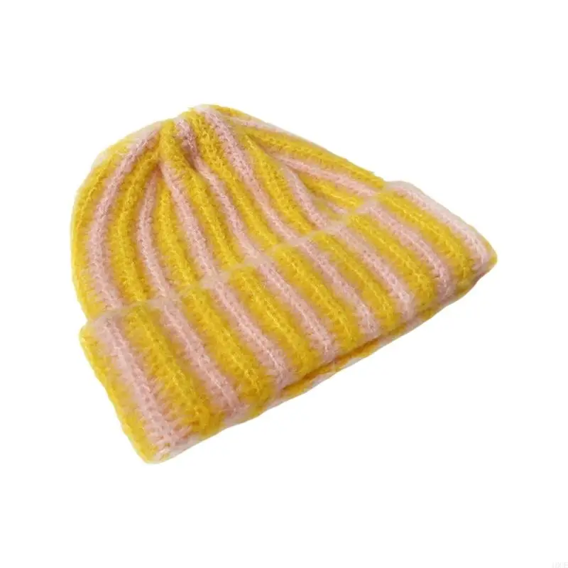 Striped Knit Lightweight Acrylic Blend For Winter Warmth And Stretch Comfort