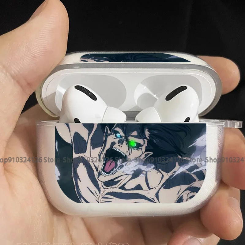 Funda transparente de Anime Attack on Titan para Airpods 4 Pro 3 2 Shingeki No Kyojin Levi Eren Yeager fundas de Airpod TPU funda para auriculares