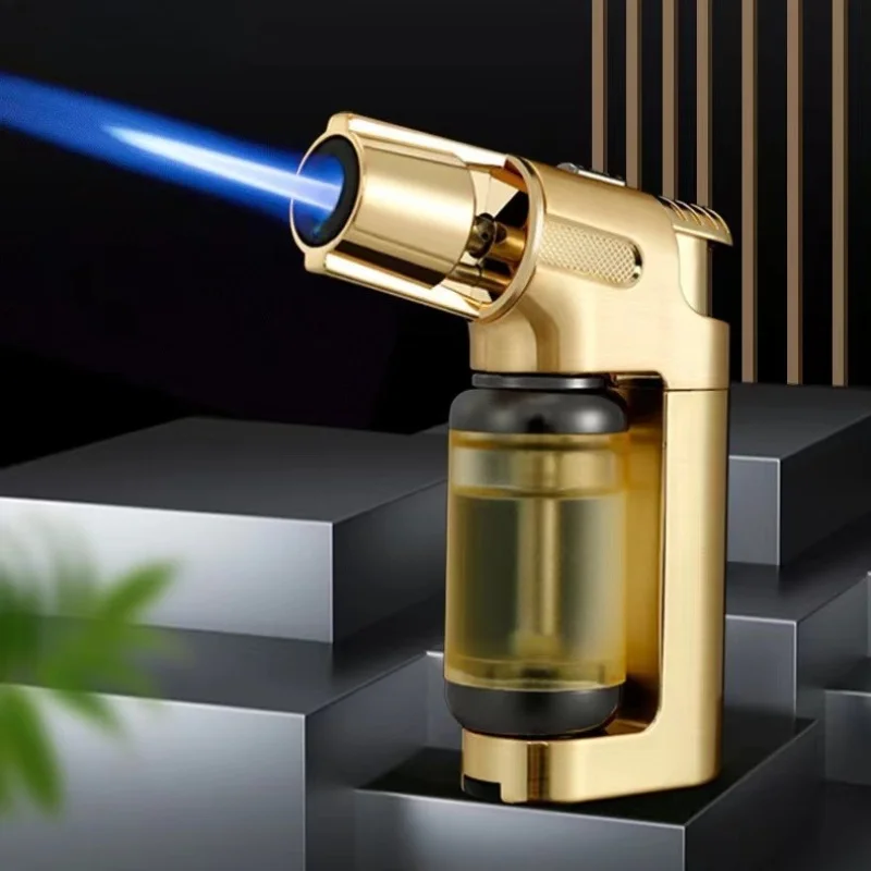 JOBON надувная зажигалка с синим пламенем, прозрачная визуальная газовая защелка большой емкости с фиксированным пламенем, дизайн, ветрозащитный