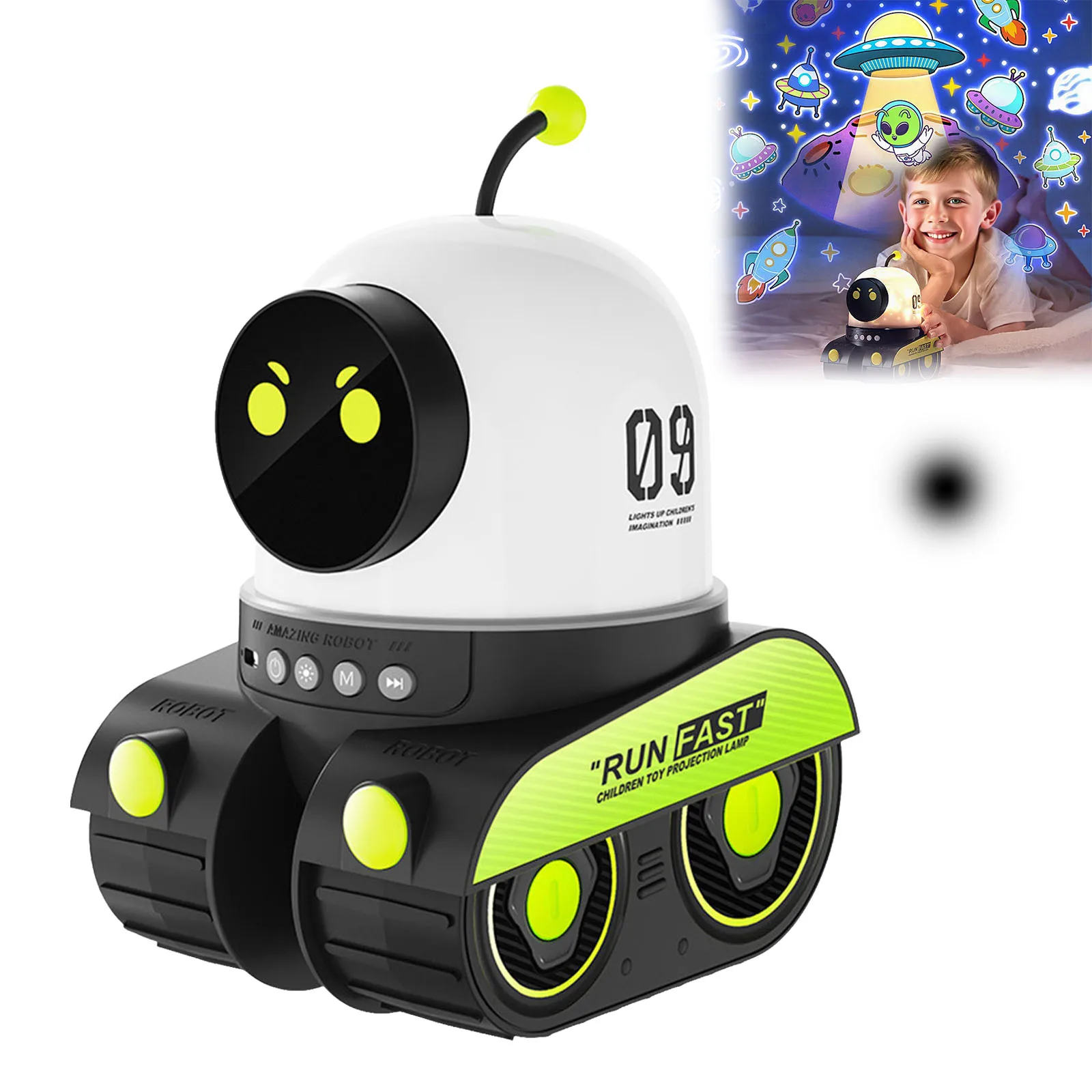 

Robot Star Projector Galaxy Night Light with Nebula Effect Auto Slow Rotation Kids Bedroom Lamp Toys Gift for Boys Girls