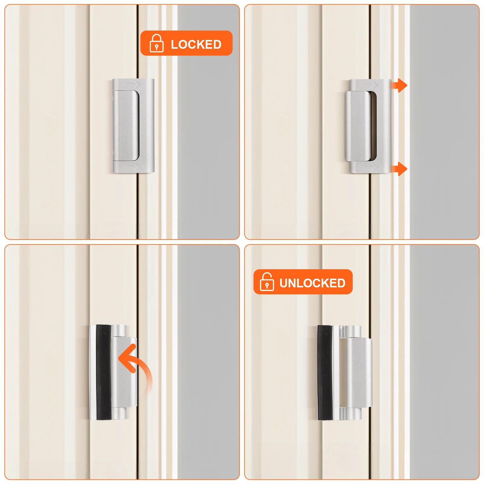 2 Pcs Aluminum Alloy Hinge Pin Door Security Devices Home Locks Latch Safety from inside Front Child