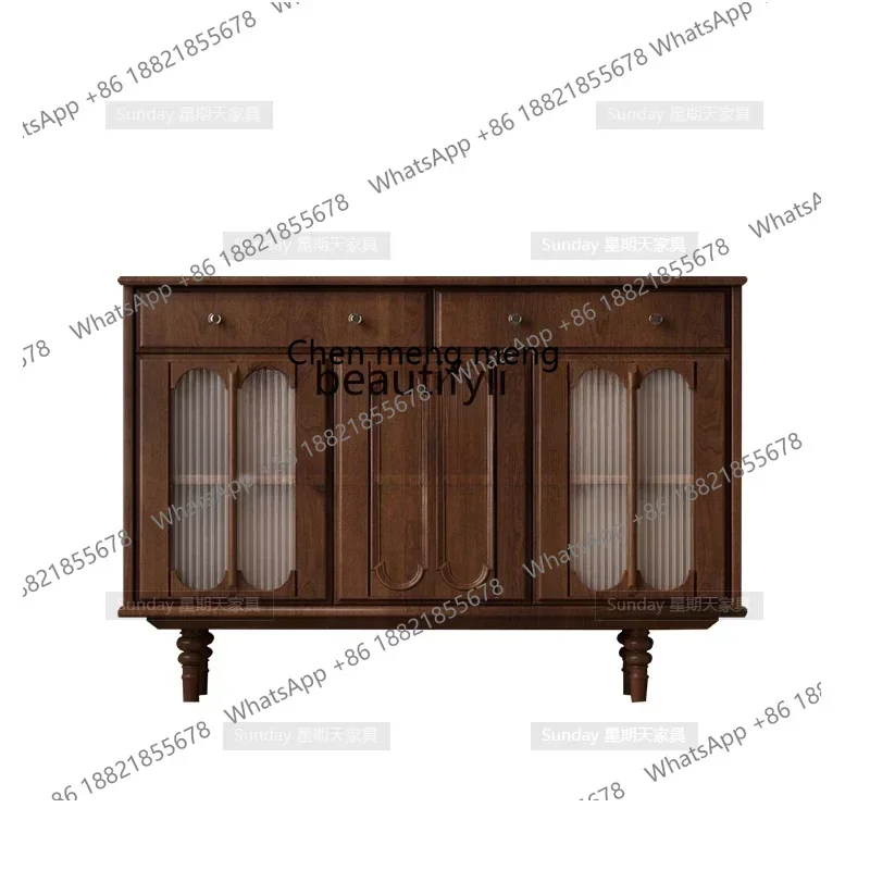 G153  S American retro walnut color bucket cabinet, living room shoe cabinet, dining side cabinet can be customized