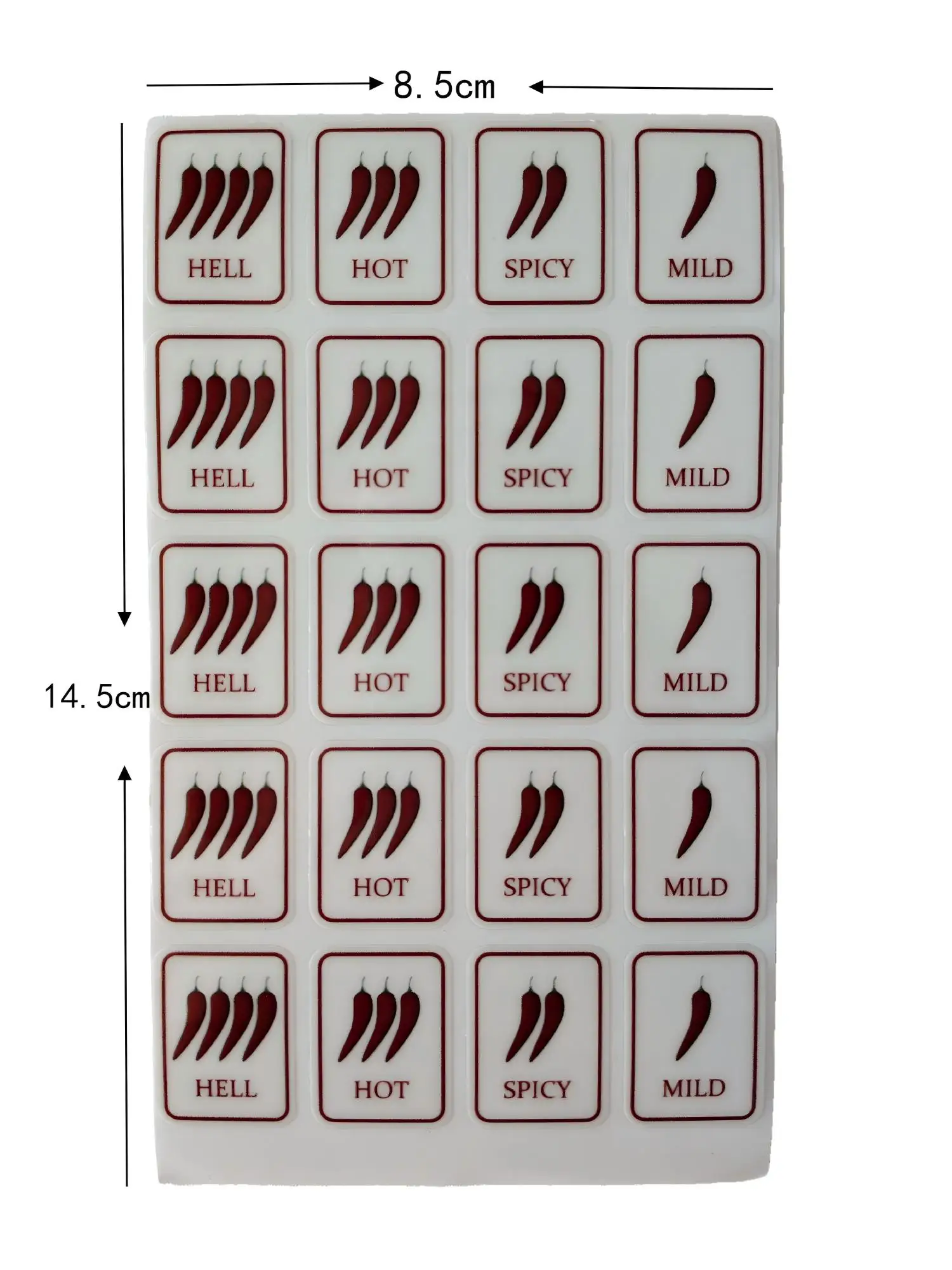 1/2*1.5 Inch Rode Chilipeper Stickers Zelfklevende Pittige Niveau Indicator Labels Pittige Stickers Supermarkt Food Warning Spi