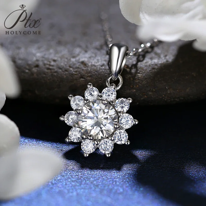 1CT Moissanit ​ Sonnenblume ​ ​ Anhänger-Halskette 925 Silber D-Farbe VVS1-Reinheit Charms Ästhetische Halsaccessoires Liebesschmuck Top – Detail 10