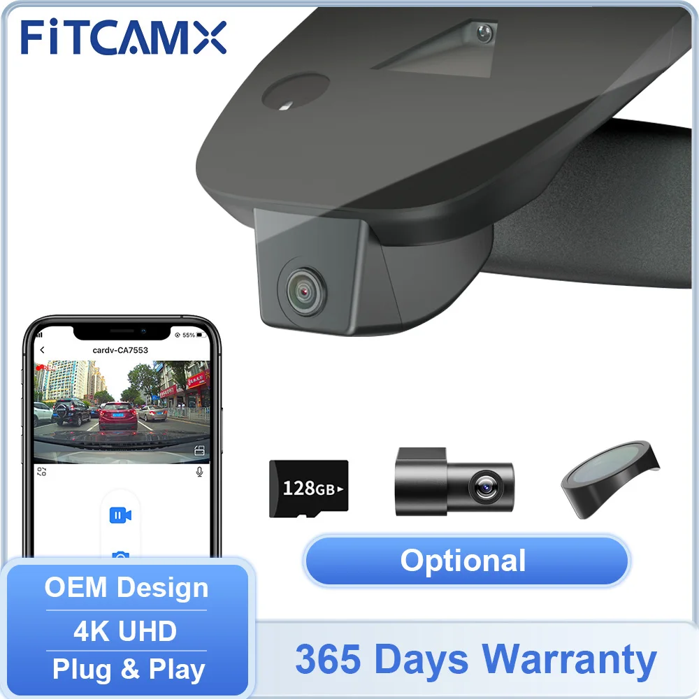 FITCAMX Camera for Ford Focus 2019-2025 / Taurus 2023-2026, 4K Car DVR for Ford Capri EV 2024-2026 / Lincoln Aviator 2024-2026