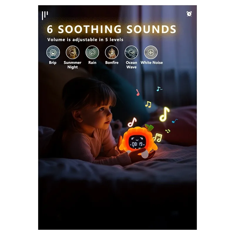 【OFF-SHELF】Fruit Alarm Clock Light With Breathing Mode, White Noise Sleep Aid, Silicone Night Light And Music Lamp