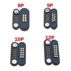 1pcs DC 12V 3A /1A Magnetic Pogo Pin Connector 8P 9P 10P 12Pin Male Female Spring Loaded DC Power Charging Socket