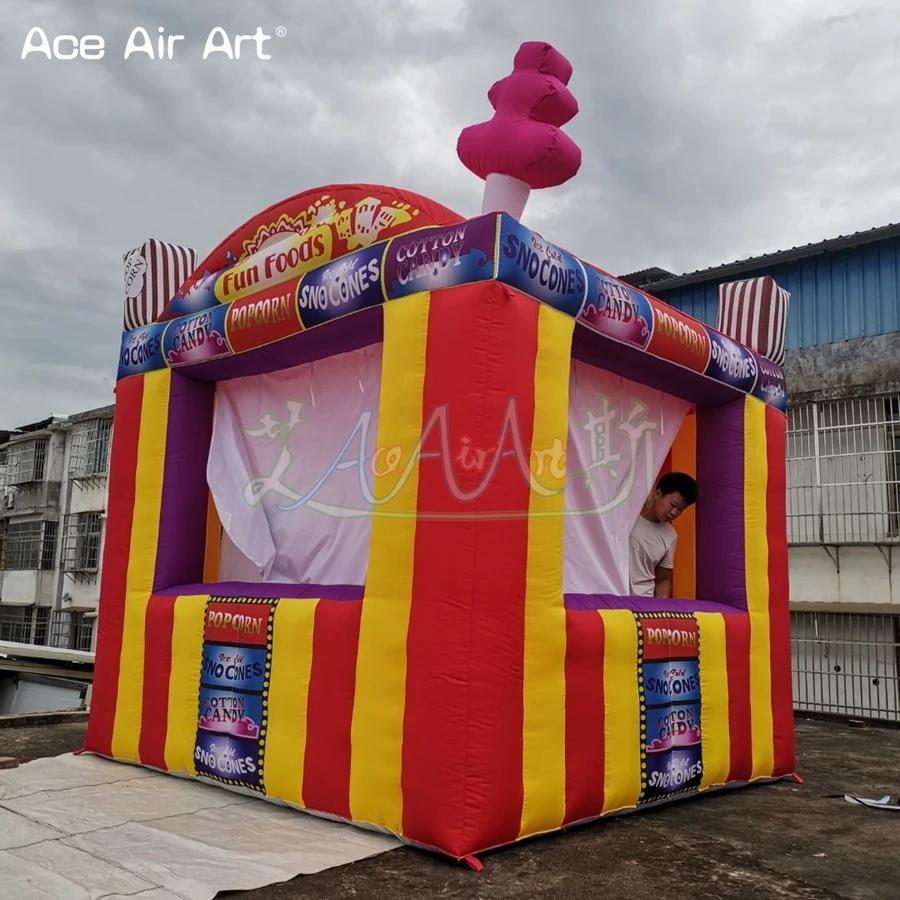 Mini Inflatable Treat Shop,Concession Booth,Pop-up Candyfloss With Foldable Curtain For Holiday Promotion