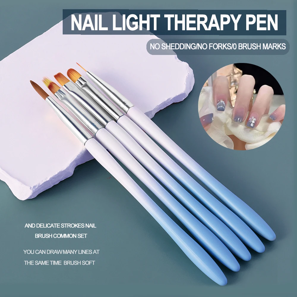 5 Stück Nageldesign-Kunstpinsel Acrylpuder-Pinsel Malpinsel UV-Gel-Verlängerungs-Zeichenstift DIY Maniküre-Werkzeug Nagelpinsel
