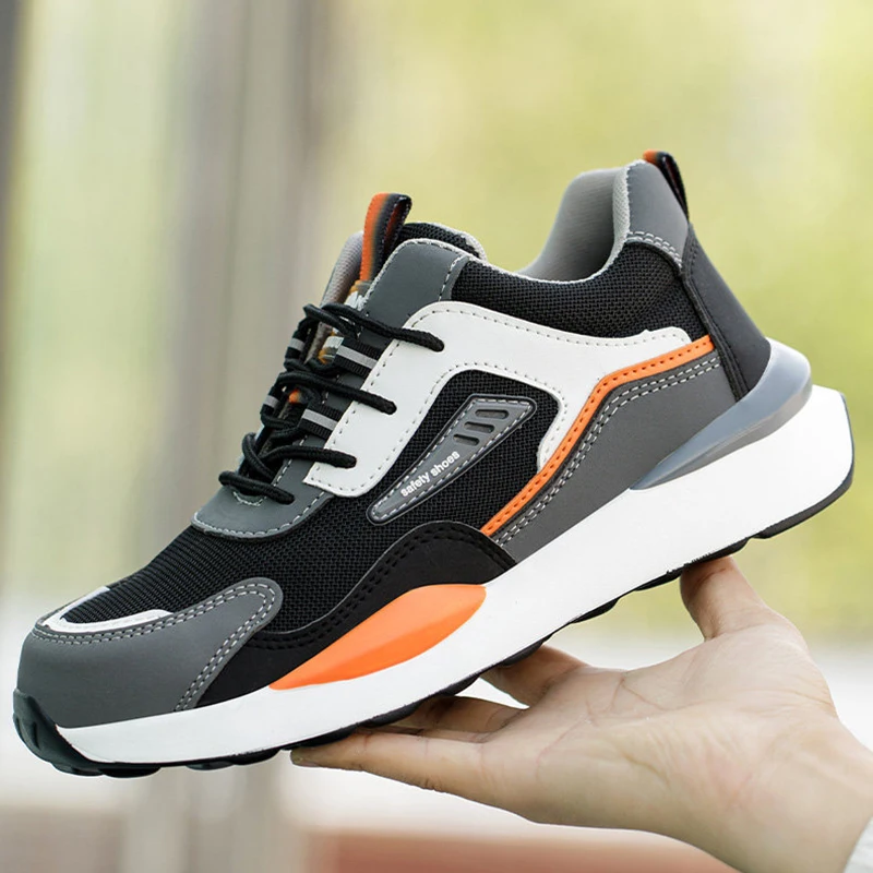 men's casual breathable steel toe cap working shoes outdoors safety boots worker tooling security sneakers protective footwear