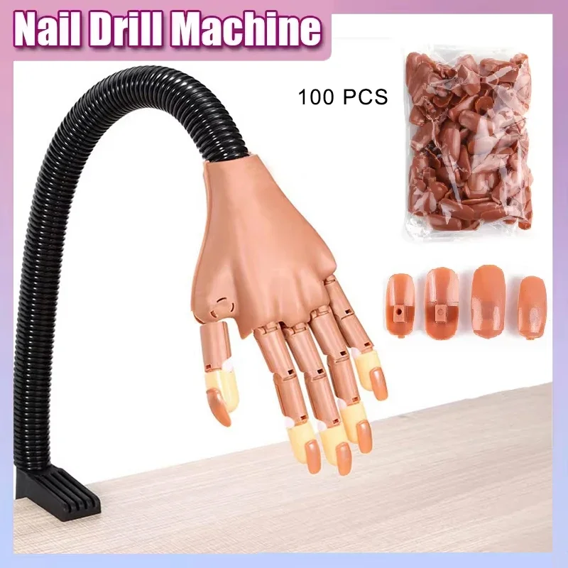 

Manicure Practice Hand Nail Art Acrylic Nail Tips with 100pcs Fake Nails Nail Training Equipment Tools for Beginners