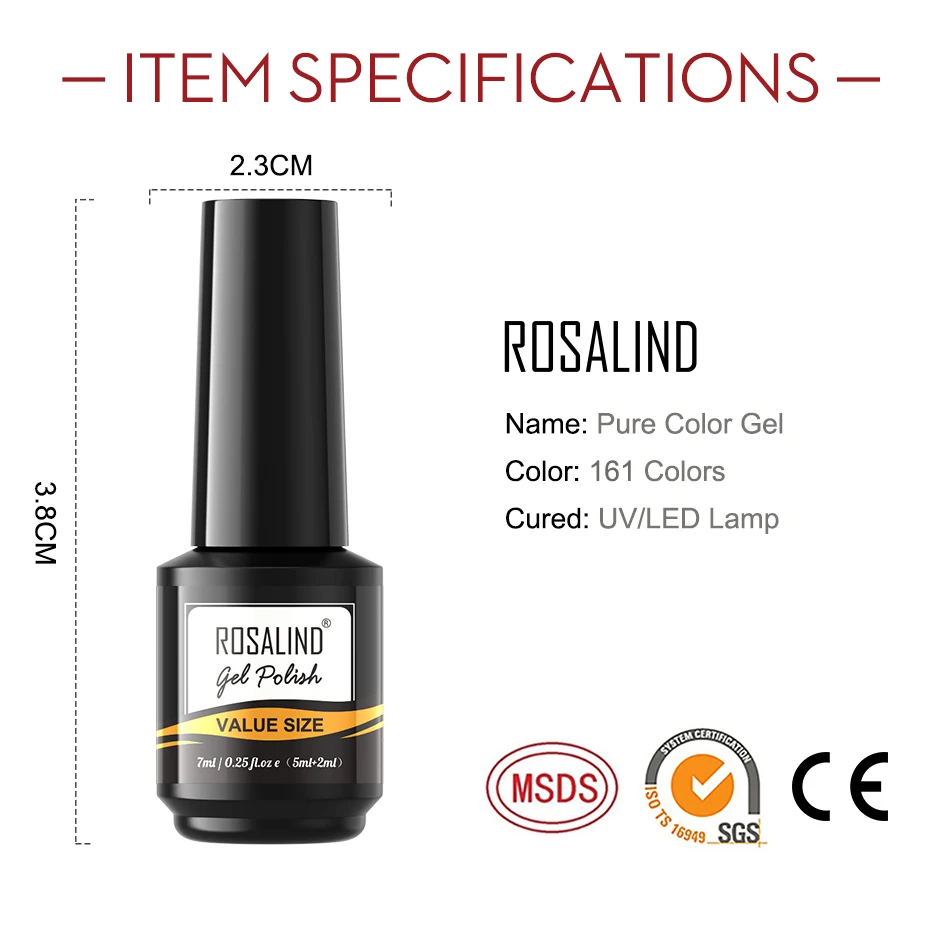 ROSALIND Gel Nail Polish Pink Nude Colors UV Varnish Hybrid Semiperment Led Esmaltes For Manicure Top Coat Nail Art Design