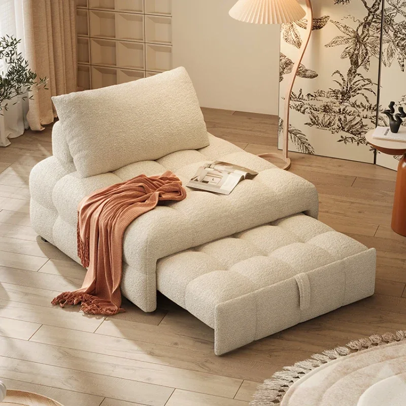 Lambswool Fabric Functional Sofa Bed