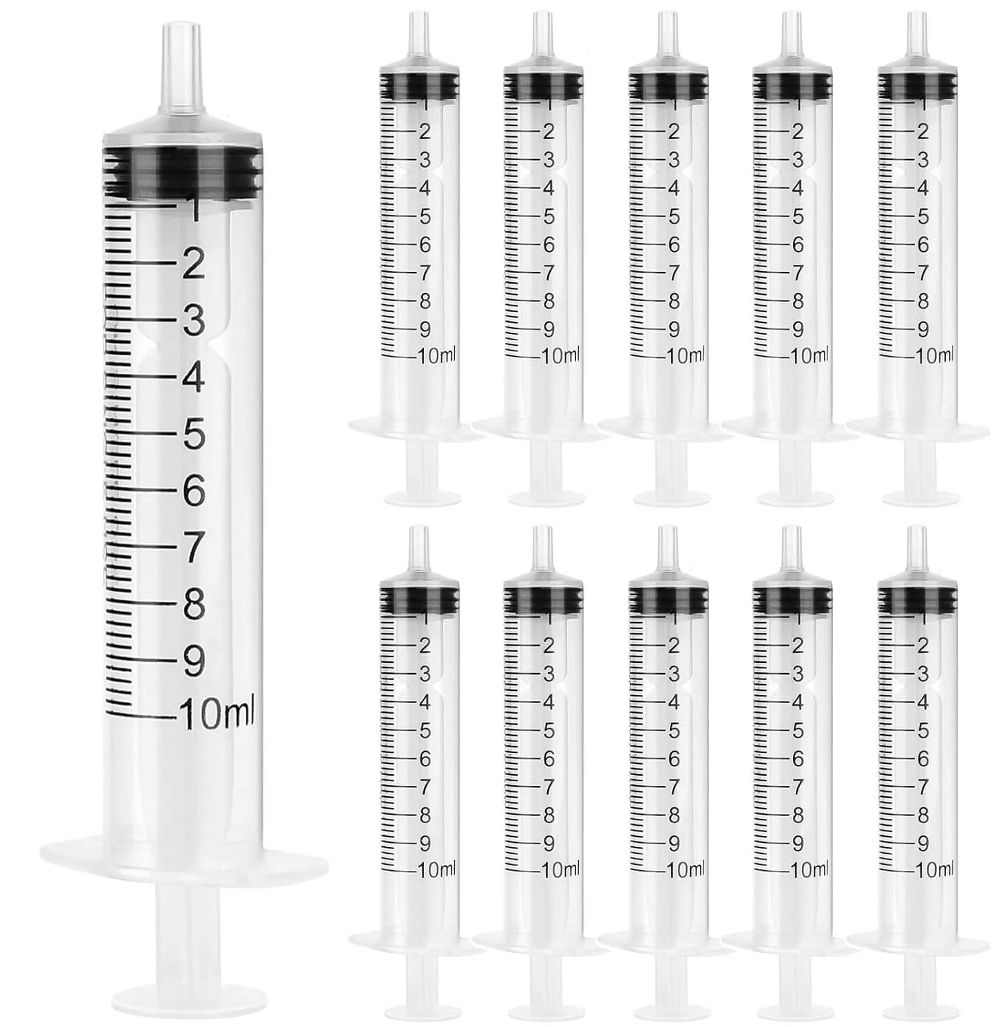 100pcs 10ml/10cc Sterile Disposable Plastic Syringe Luer Slip Tip, Individually Wrapped For Lab Use, Refilling,